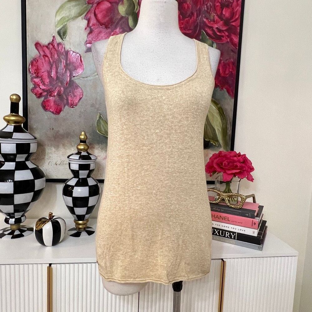 Lilly Pulitzer Womens Knit Sleeveless Tank Top Heathered Camel Metallic Size 2XS